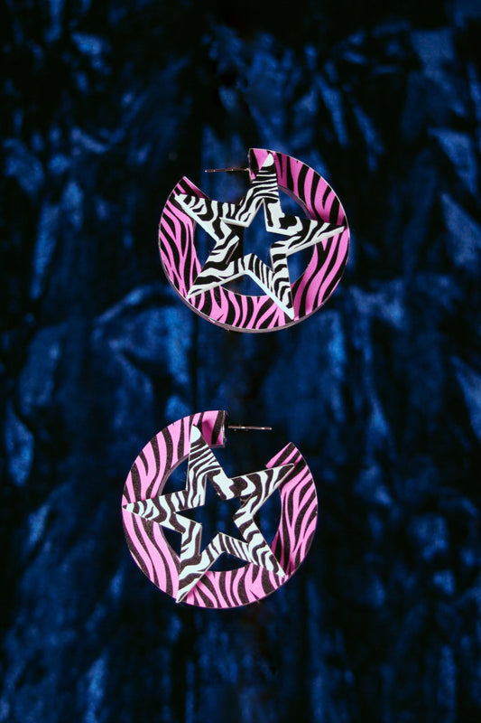 Star Power Hoops - Pink Zebra
